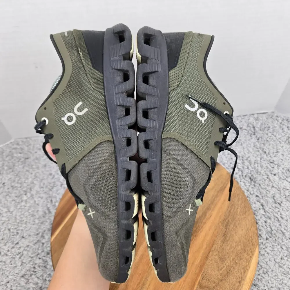 On Running Mens 9.5 Cloud X 3 Olive Reseda Black Gym Athletic Daily Running Shoe